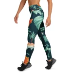 ViaFashion TropicFlex High-Waist Yoga Leggings – Tropical Paradise Print, Soft & Ultra-Stretch
