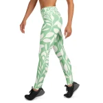 ViaFashion LeafFlex High-Waist Yoga Leggings – Soft Sage Green Botanical Print, Ultra-Stretch & Breathable - Image 4