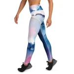 ViaFashion AquaFlow High-Waist Yoga Leggings – Elegant Watercolor Design, Ultra-Stretch & Breathable