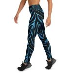 ViaFashion MidnightFlex High-Waist Yoga Leggings – Electric Blue Zebra Print, Ultra-Stretch & Breathable