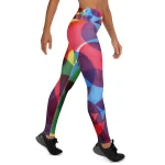 ViaFashion ColorFusion High-Waist Yoga Leggings – Vibrant Abstract Art, Stretch & Breathable - Image 3
