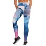 ViaFashion AquaFlow High-Waist Yoga Leggings – Elegant Watercolor Design, Ultra-Stretch & Breathable - Image 5