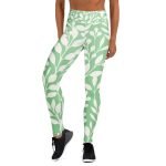 ViaFashion LeafFlex High-Waist Yoga Leggings – Soft Sage Green Botanical Print, Ultra-Stretch & Breathable - Image 10