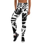 ViaFashion InkFlex High-Waist Yoga Leggings – Bold Black & White Abstract Print, Soft & Ultra-Stretch - Image 4