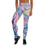 ViaFashion SwirlFlex High-Waist Yoga Leggings – Colorful Marble Wave Design, Ultra-Stretch & Breathable - Image 7