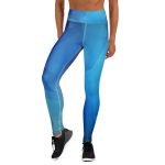 ViaFashion OceanFlow High-Waist Yoga Leggings – Cool Blue Geometric Design, Stretch & Breathable - Image 4