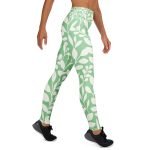 ViaFashion LeafFlex High-Waist Yoga Leggings – Soft Sage Green Botanical Print, Ultra-Stretch & Breathable - Image 13