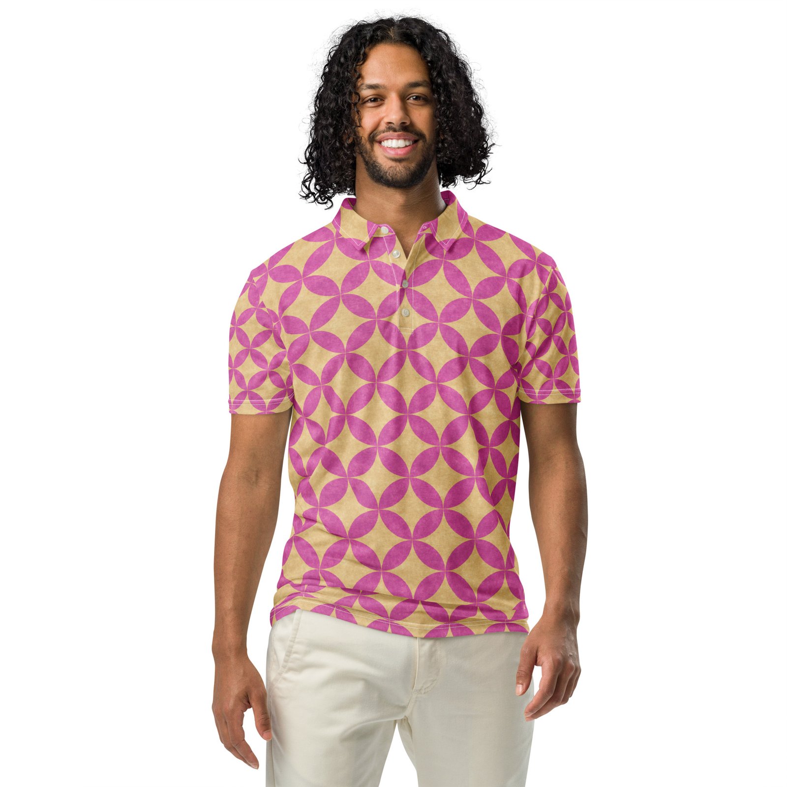 mens-all-over-print-slim-fit-polo-shirt-white-front-67f7f04ea08c1.jpg Men’s slim fit polo FX Pattern - Image 1