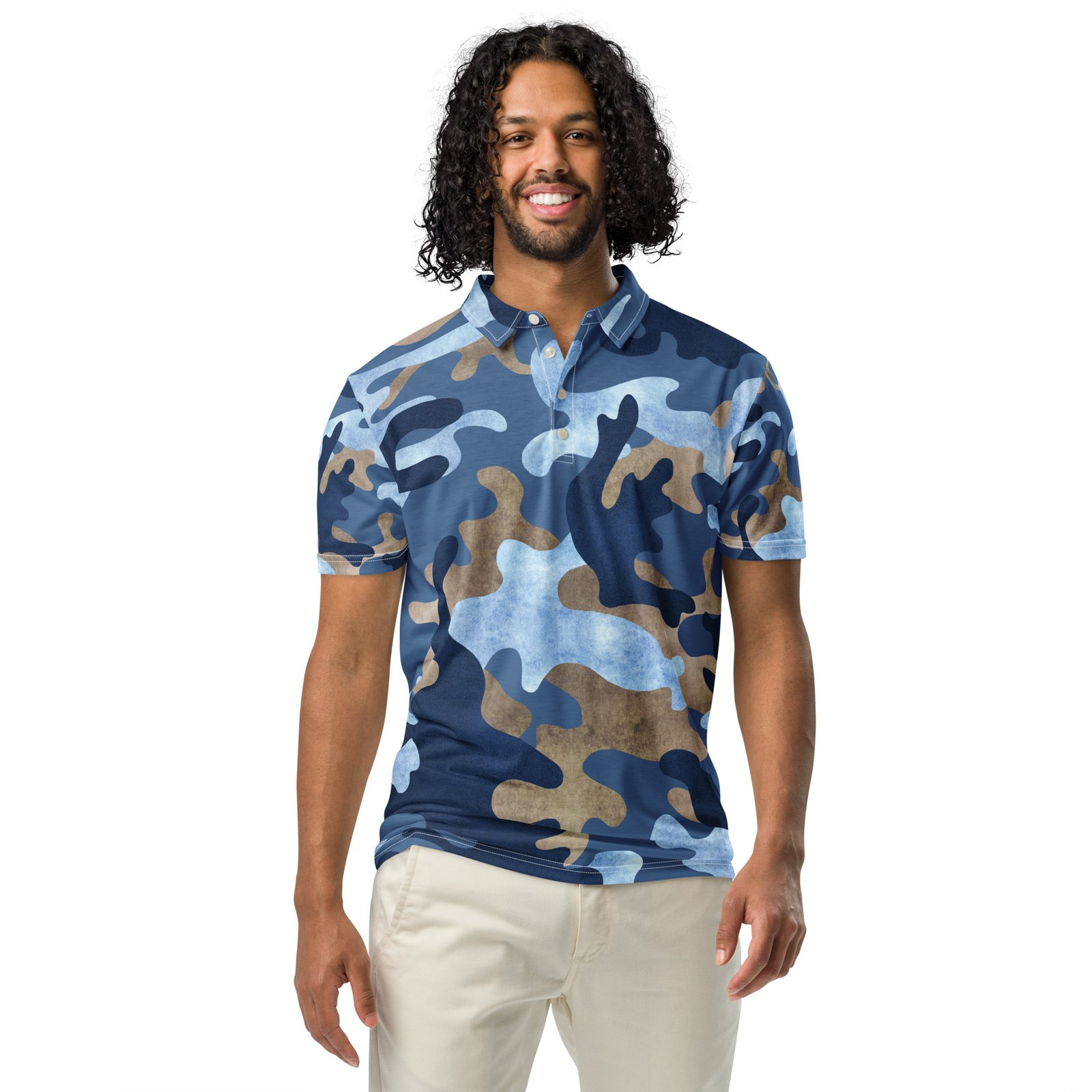 mens-all-over-print-slim-fit-polo-shirt-white-front-67f7f5bca530f.jpg Men’s slim fit polo Blue Army - Image 1