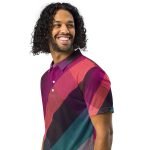 Men’s slim fit polo Purple Patterns - Image 3
