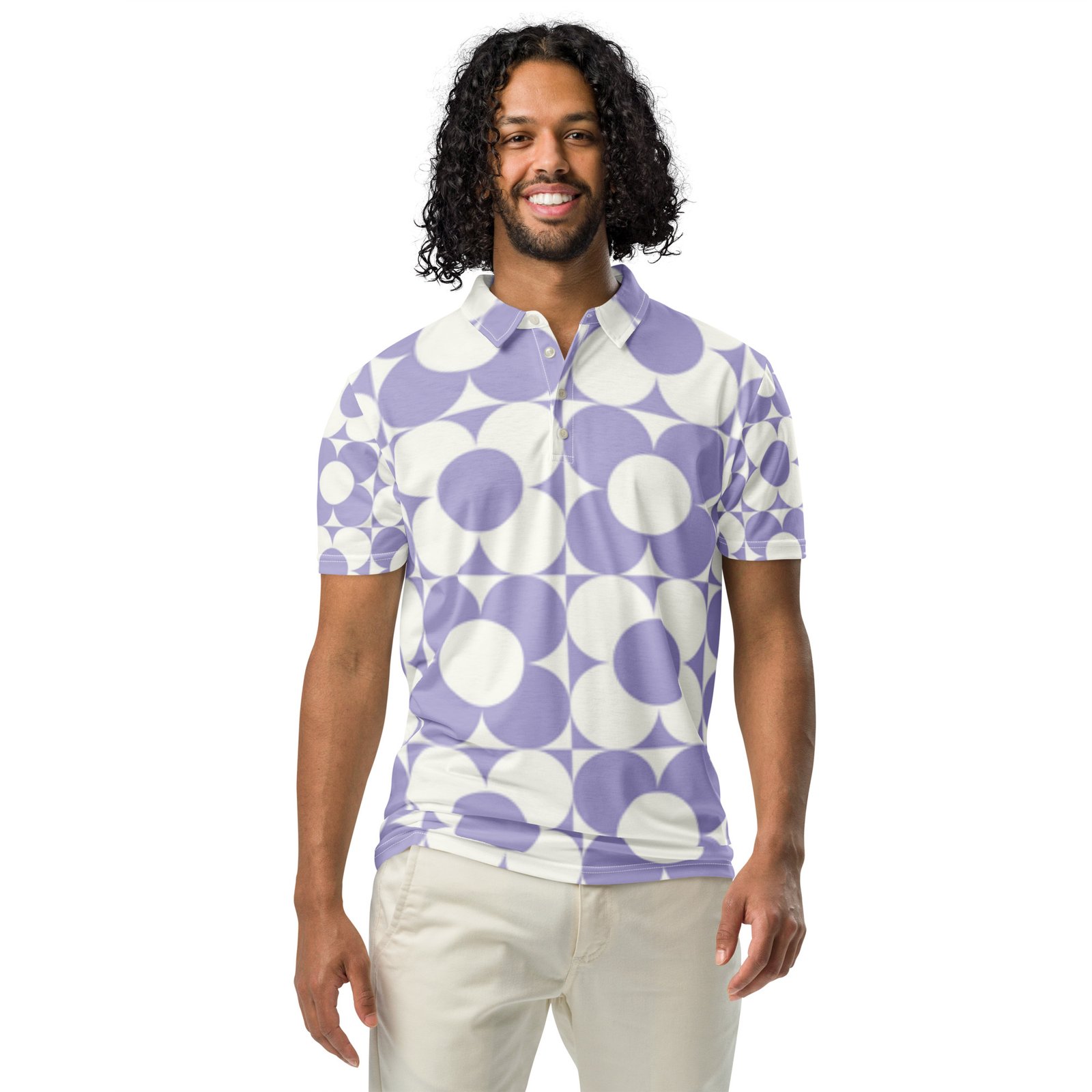 mens-all-over-print-slim-fit-polo-shirt-white-front-686c24981ef67.jpg Men’s slim fit polo - Design 18 - Image 1