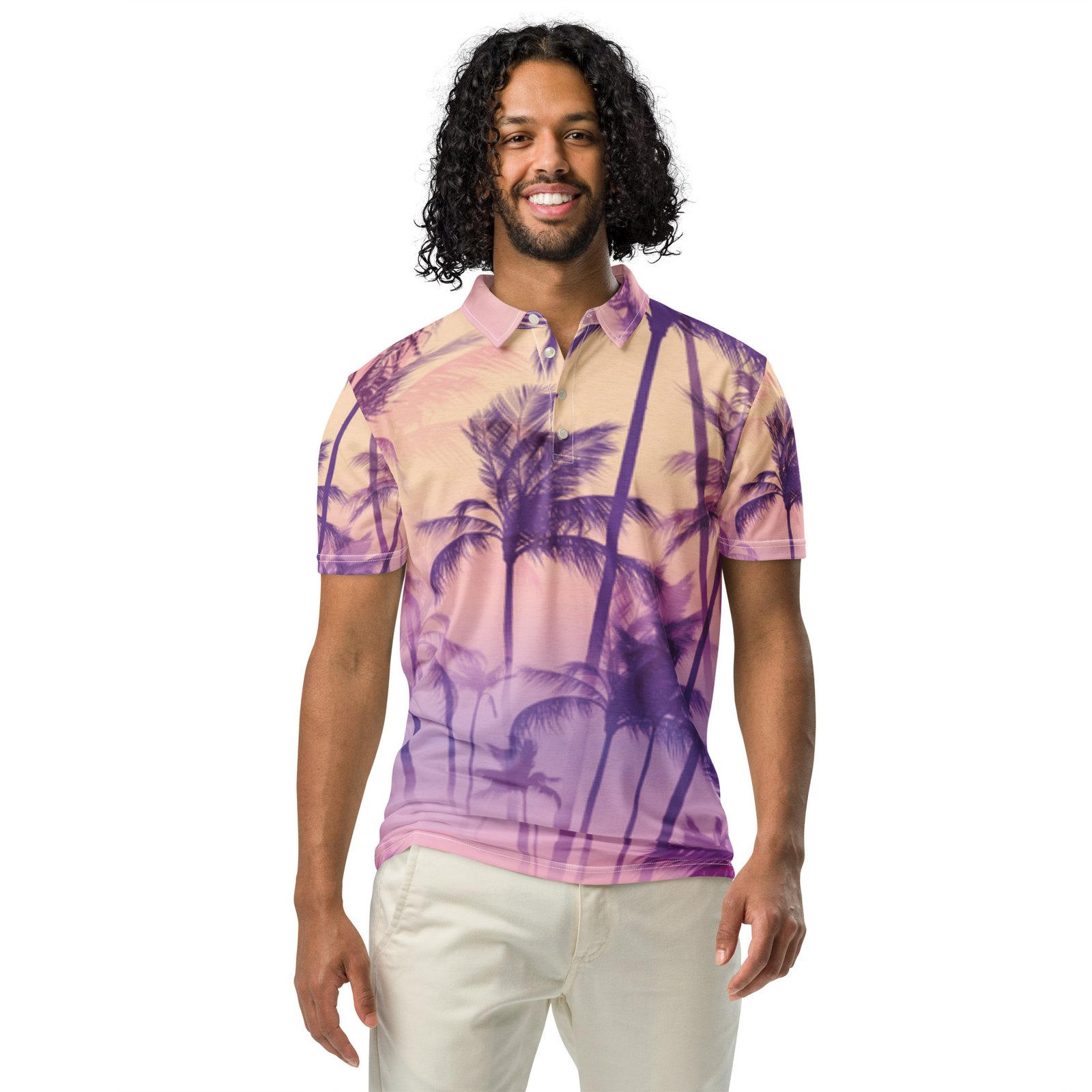 mens-all-over-print-slim-fit-polo-shirt-white-front-686c25e075eb8.jpg Men’s slim fit polo Design 20 - Image 1