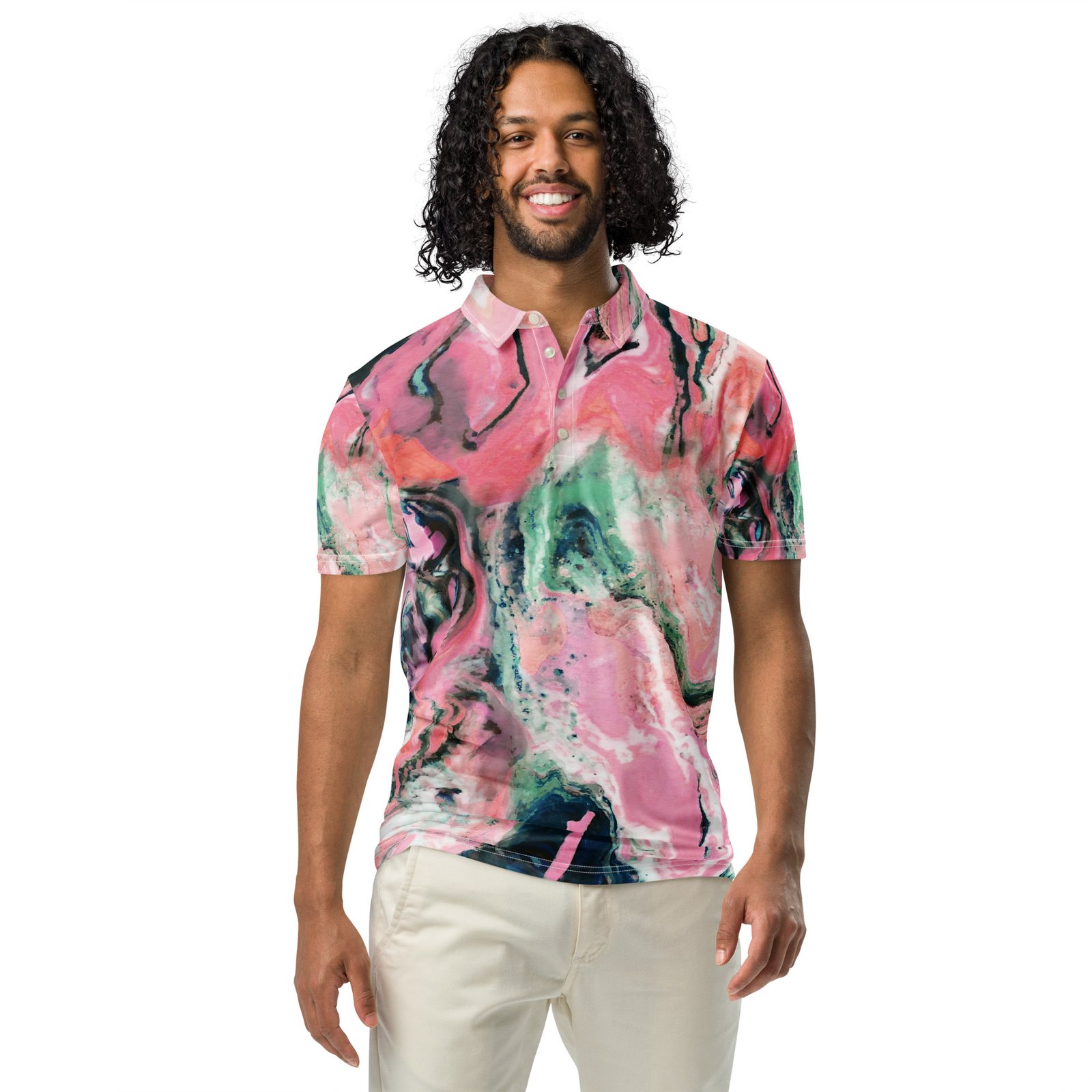 mens-all-over-print-slim-fit-polo-shirt-white-front-686c29468ad8a.jpg Men’s slim fit polo Design 26 - Image 1